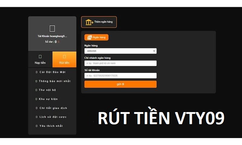 Quy trình rút tiền tại nhà cái Vty09